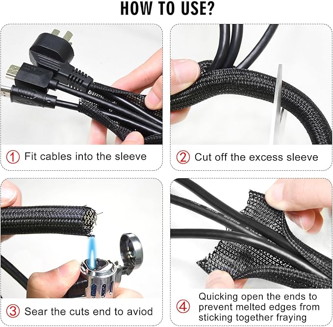 Moxita 10ft - 3/4 inch Cable Protector Sleeve Split Wire Loom Tubing for Power, Audio, USB, Cord Management for TV, Computer, Protection from Pets Chewing, Black