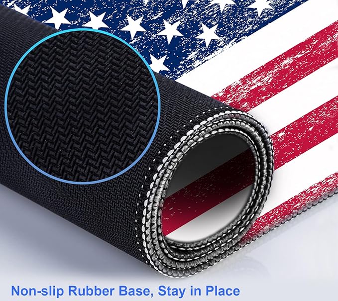 American Flag XXL Extended Mouse Pad, Laptop Pad, Waterproof, Non Slip, Gaming Office and Home Stitching Edge Table Pad 35.4 x 15.7 x 0.12 Inches
