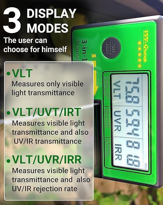 Digital Car Window Tint Meter TM-26 / Side Window Tint, Sun Control Film, VL/UV/IR Transmittance Detection, Tester Meter Gauge (Without PU Case)