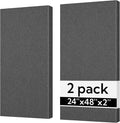 Olanglab Sound Absorbing Acoustic Wall Panels 2 Pack, 2'' 24''x48'' Fiberglass Sound Dampening Panels, Large Fabric Wrapped Sound Proof Panels for Walls (Dark Grey)