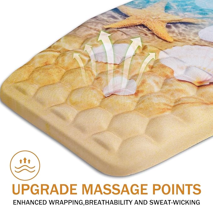 BOCHEERY Ergonomic Mouse Pad Wrist Support,Upgrade Mousepad with Massage Design,Non-Slip PU Base Desktop Mouse Pads for Pain Relief, Computer, Office & Home,12 x 8 in（F-Starfish and Seashell ）