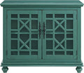 Martin Svensson Home Elegant Small Spaces Accent Cabinet with Glass Doors, Vintage Sideboard or Small TV Stand for Living Room or Entryway. Antique Teal Green.