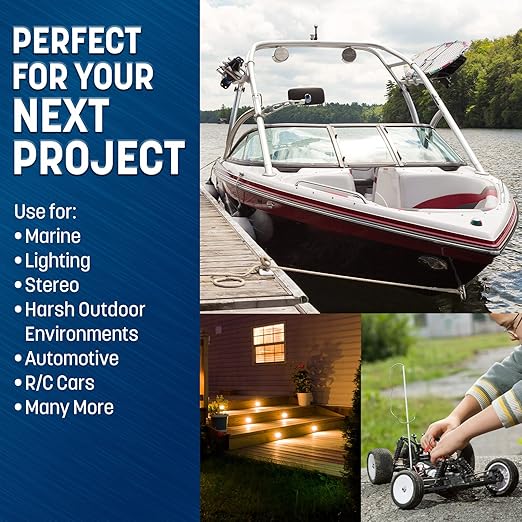GS Power 50 Ft Duplex Marine Wire, 12 Gauge Wire, Oxygen-Free Tinned Copper 12 AWG Electrical Boat Wiring, Sheathed Copper Marine Grade Electrical Cable for Boat Automotive RV Camper Trailer