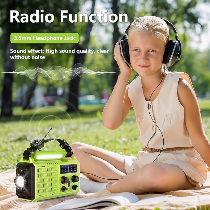 Mesqool Emergency Radio 5 Way Powered, 5000mAh/18500mWh Survival Solar Hand Crank Portable NOAA/AM/FM/SW Weather Radio Battery Backup, Wind up Radio with Cell Phone Charger, Flashlight, SOS