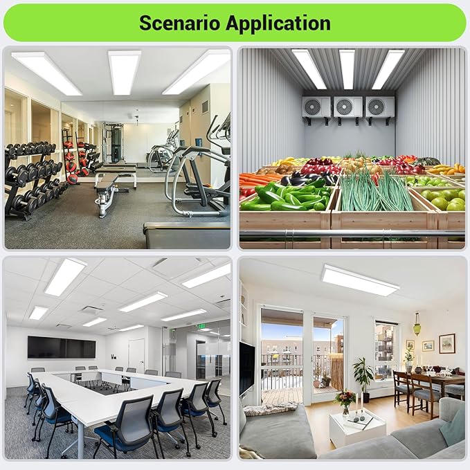1x4 LED Flat Panel Light,Surface Mount Ceiling Light,5CCT 3000K/3800K/4500K/5200K/6000K,24W/30W/40W 5200LM Smooth Triac Dimming(10-100%),LED Light Fixture for Office Kitchen Garage,White - 2Pack