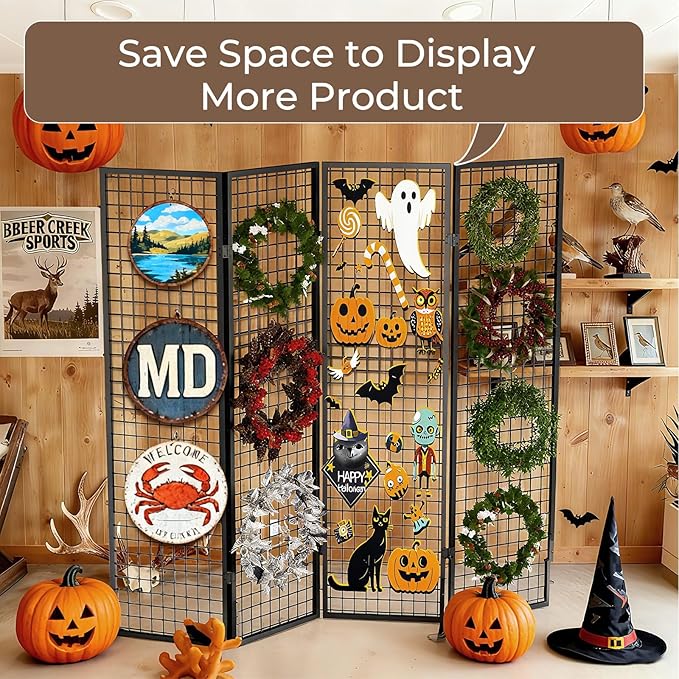 DEMEGA Grid Wall Panels Foldable Gridwall Panel Display Stand Art Show Display Panels for Vendor Events Craft Shows Merch Display
