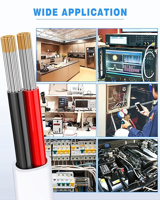NAOVEO 10 Gauge Wire 2 Conductor Electrical Wire, 10 AWG Stranded PVC Tinned Copper Cable, Flexible/Low Voltage Automotive Wiring for LED Lamps, Marine, Speaker, Appliances (100FT)