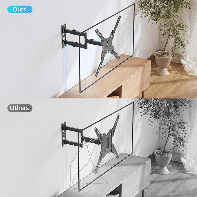 MOUNTUP TV Wall Mounts for Most 26-60 Inches TVs, Full Motion TV Bracket with Swivel and Extension, Articulating Arms, Tilt, Leveling, Single Stud Design, Max VESA 400x400mm up to 77lbs, MU0009