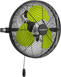 Fanqiebros 12 IN High Velocity Wall Mount Fan, 3 Speed Industrial Wall Fan with Sealed Motor, 2500 CFM Adjustable Air Circulator for Garage, Commercial, Greenhouse, Warehouse & Gazebo Use, UL Listed