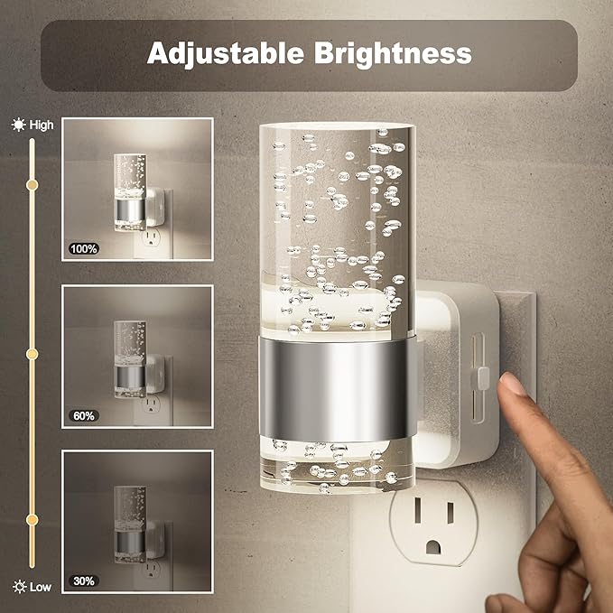 JandCase Night Light, Night Lights Plug into Wall,2 Pack LED Nightlight with Adjustable Brightness, 5000K，Automatic Night Light Plug in with Auto Light Sensor for Bathroom Hallway Room Decor