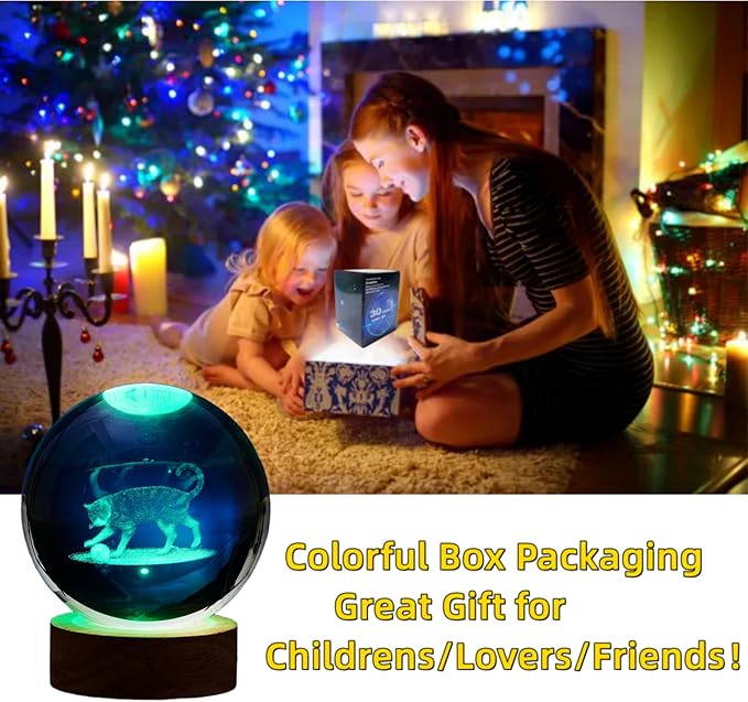 3D LED Cat Night Light, 16 Color Changing Lamp with Dimmable Remote Control