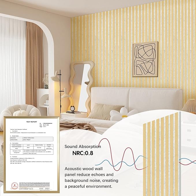 ARMURO Wall Panels for Interior Wall Decor, 2-Pack Slat Wall Paneling, Oak Wood Veneer Acoustic Wall Panels - Wall Slats 12.6" W x 94.5