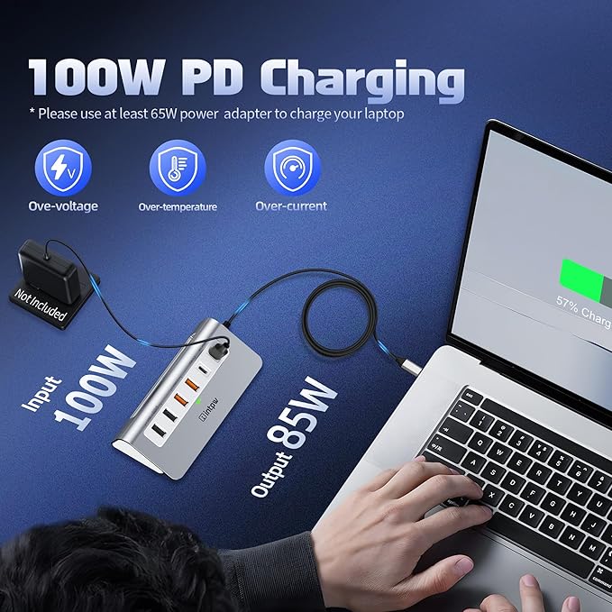 P9 PRO USB C Hub 10Gbps, intpw 9-in-1 USB 3.2 Hub with 4K@60Hz HDMI, 3 USB-A/C 3.2, 2 Type-A 2.0, PD 100W, SD/TF Slot, 3.28FT Aluminum USB Hub for PC, iPhone 16/15 Series, MacBook Air/Pro and More