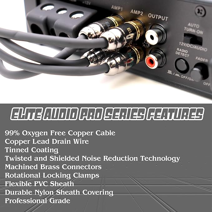 Elite Audio Pro Series 1.5 ft. 100% OFC Copper RCA Cable Y-Adapter - Single Female to Dual Male RCA - Enhanced Sound, Reduced Interference & Versatile Compatibility (Model: EA-PROY2M)