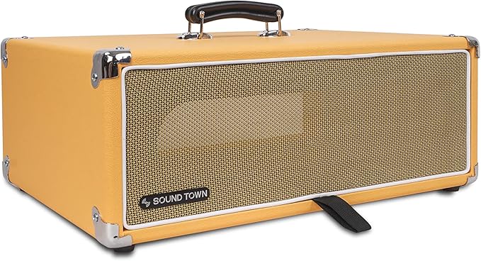 Sound Town Vintage 3U Amp Rack Case, 12.5" Depth with Rubber Feet, Dust Cover, Kickstand, Orange (STVRC-3OR)