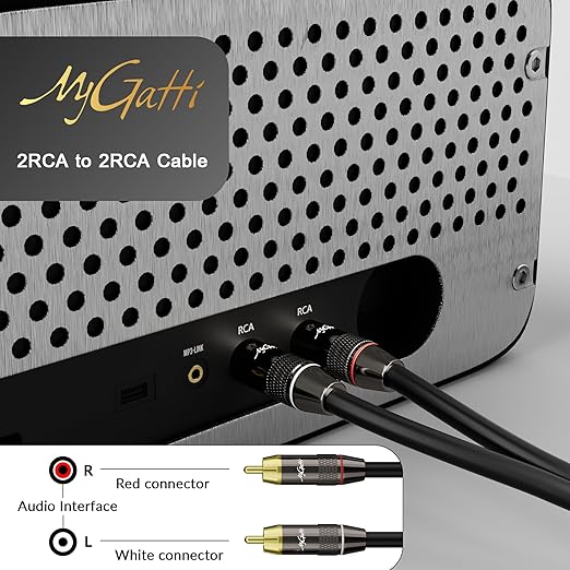 RCA Cable 3 FT, 2RCA to 2RCA Stereo Audio Cable, 【Zinc Alloy Shells, Oxygen-Free Copper, Gold-Plated Plugs】2 RCA Audio Adapter Cord, for Home Theater, HDTV, Amplifier, Hi-Fi System, Car, Speaker