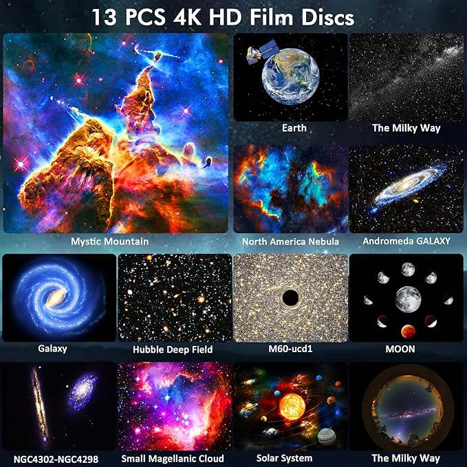 Galaxy Projector for Bedroom,13 in 1 HD Planetarium Star Projector,Ceiling Night Light Milky Way Mood Lighting with 360° Rotating and Timer,LED Space Galaxy Lamp for Kids,Adults,Gifts,Room Decor