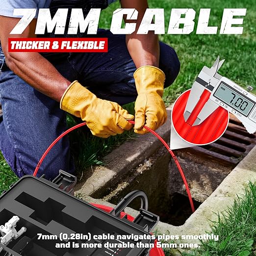 HBUDS Sewer Camera, Self Leveling Drain Camera 165ft with Meter Counter, 7mm Thick Cable, 9" HD Screen 1080P Plumbing Cameras Snake with Light, 5100mAh Battery Duct Pipe Video Inspection Cam DVR 32GB