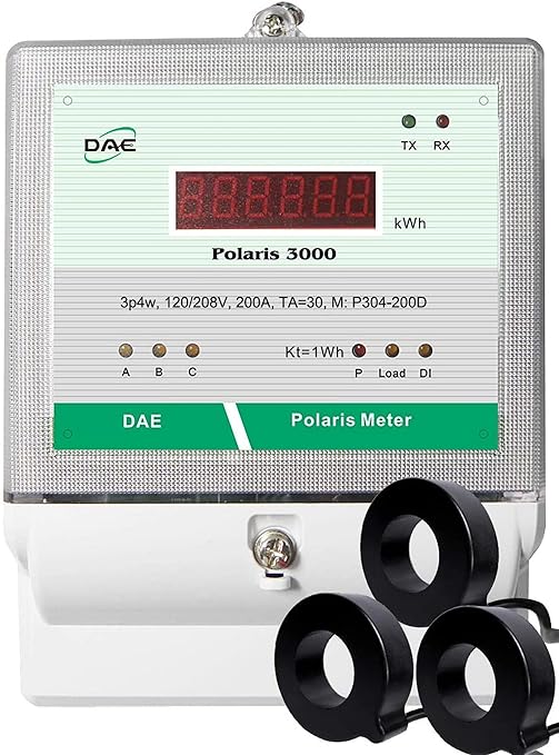 DAE P304-200-S KIT Multi-function Smart Submeter Polaris 3000, 3 Phase, 200A, 120/208v, 3 CTs, RS485, Demand, CTEP