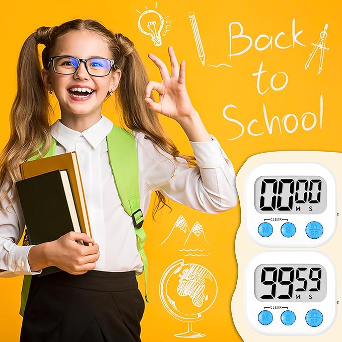 ZILLEEN Classroom Timer for Kids Teachers 2 Pack Digital Timers, White