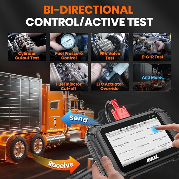 ANCEL V5 HD PRO Heavy Duty Truck Scanner, New Bi-Directional Control Diesel Scanner, Full System Diagnostic Scan Tool with 40+ Resets, ABS SRS D-P-F Regen for Semi Trucks Commercial Vehicles