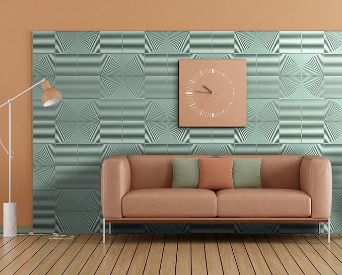 From Plain To Beautiful In Hours 9002 Arc Swell PVC 12 in x 12 in Peel and Stick Wall Panels (Covers / 10 sq.ft), Edge Water, 10 Piece