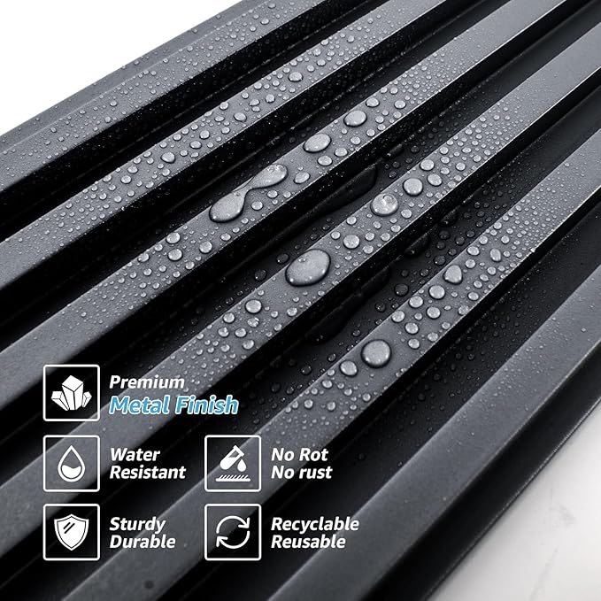 Art3dwallpanels Slat Wall Paneling, 4 Pack Glossy Metal Finish WPC Soundproof 3D Wall Panels for Interior Wall Decor, Fluted Textured Panel Wall Slats, Sample