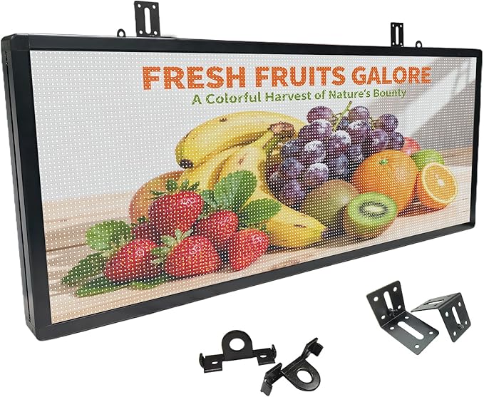 P6 Programmable LED Sign 40"x17", Outdoor Waterproof Digital Message Board with WIFI Control, Custom Text/Image/Video for Business Advertising