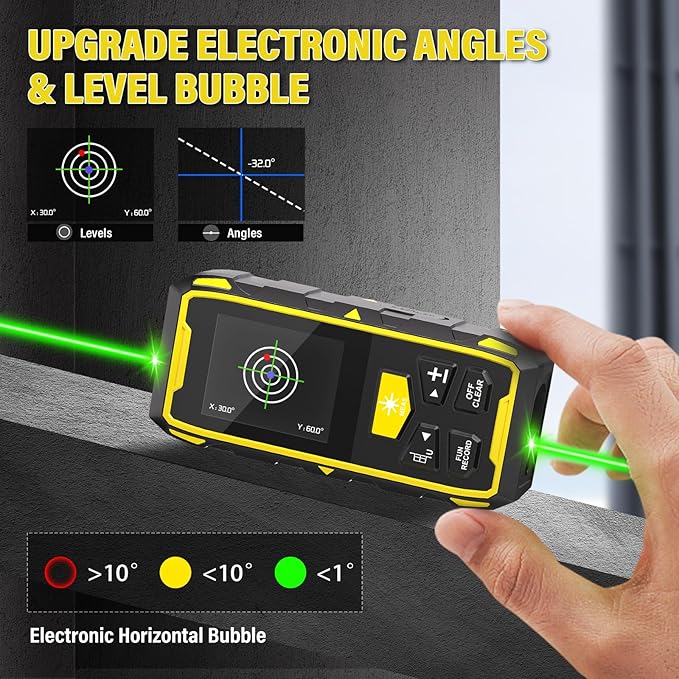 IKOVWUK Dual Laser Measuring Tool, 393FT/120M Bilateral Laser Distance Meter 6 Unit Switching, Rechargeable Digital Laser Measure with Backlit LCD Display, Angle Sensor, Multiple Measure Mode