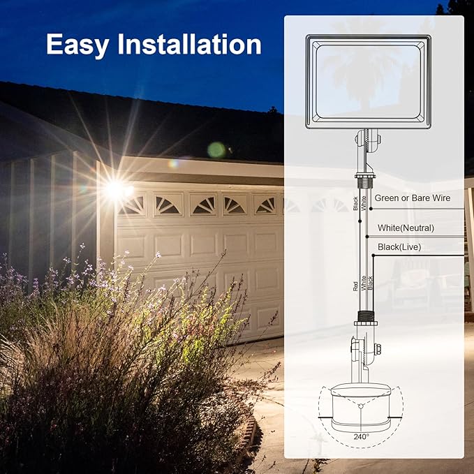 TREEWELL 2 Pack 240-Degree Replacement Motion Sensor, Adjustable LUX(5-300) & Time & Detection Sensitivity Up to 60 Feet Range, 3 Working Modes Outdoor Motion Detector for Security Floodlight, Brown