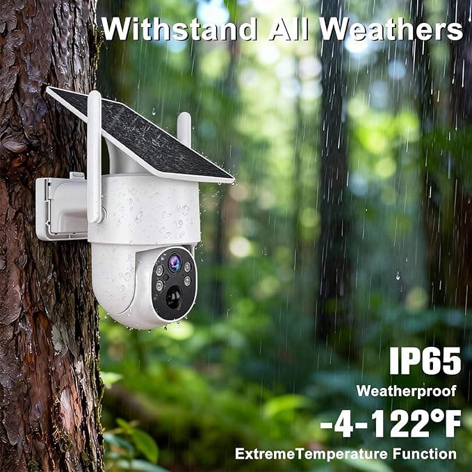 Kweiugfi 4G LTE Cellular Security Camera Outdoor,365 Days Unlimited Data,Wireless Solar Security Camera,2K Color Night Vision,360° Live View,Real-time Alerts,Motion Sensor,64G TF Card, No WiFi Needed