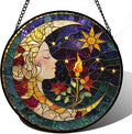 DASTOLL Stained Glass Window Hanging, Moon Goddess Torch Suncatcher Diamond Glass Panel Hangings Dream Sun Catchers Decor for Birthday for Women, Men, Wife, Aunt, and Mom 14.9x14.9 in