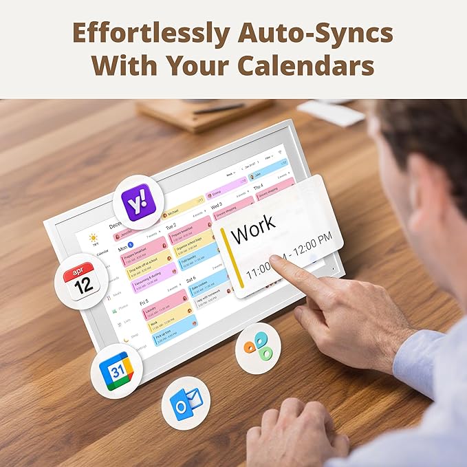 Digital Calendar 15.6-inch Smart Chore Chart, Home Electronic Wall/Tabletop Calendar with Interactive Display/Touch Screen for Family Schedule Planning, Seamless Data Syncs and APP Access