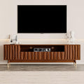 ATJafurn 78‘’ Brown Walnut Finish TV Stand for 65/75/85 Inch TVs, Mid Century Modern Wood Media Console Entertainment Center with 2 Drawers and 2 Cabinets for Living Room Bedroom