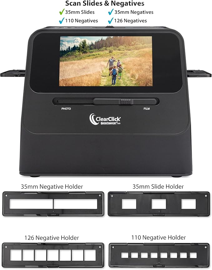 ClearClick QuickConvert 2.0 Photo, Slide, and Negative Scanner - Scan 4x6 Photos & 35mm, 110, 126 Film - No Computer Required - 22 MegaPixels