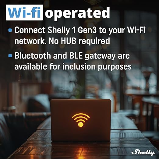 Shelly 1 Gen3, WiFi Smart Relay Switch with Dry Contacts, 1-Channel 16A, Alexa, Home Assistant, SmartThings & Google Home Compatible, DIY Smart Automation, Garage Door Opener, No hub Required