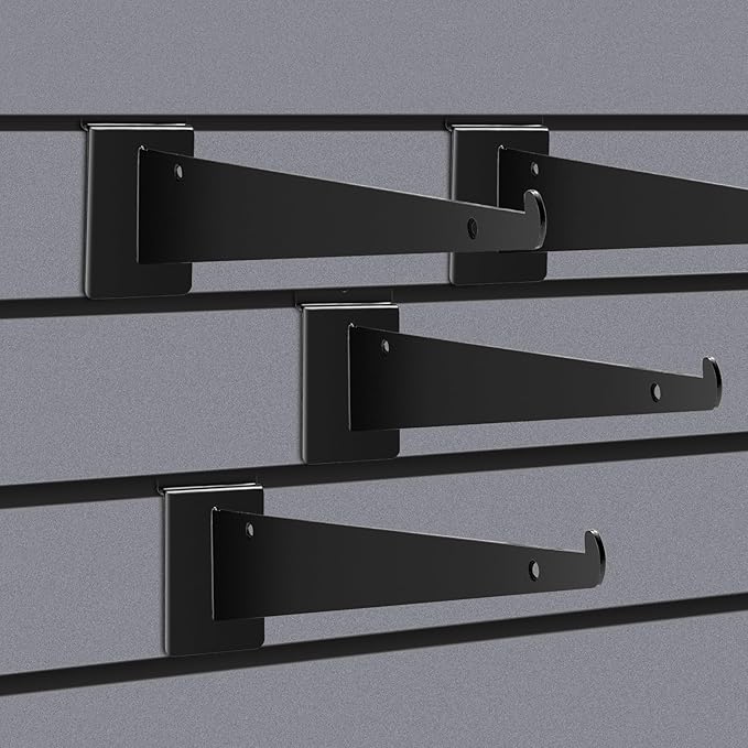 12 Pack Slatwall Knife Shelf Brackets 14 inch, Heavy Duty Slatwall Shelf Bracket Bulk Floating Metal Slatwall Accessories with Lip for Shelving Display Garage,Market and Home Mounting Supplies