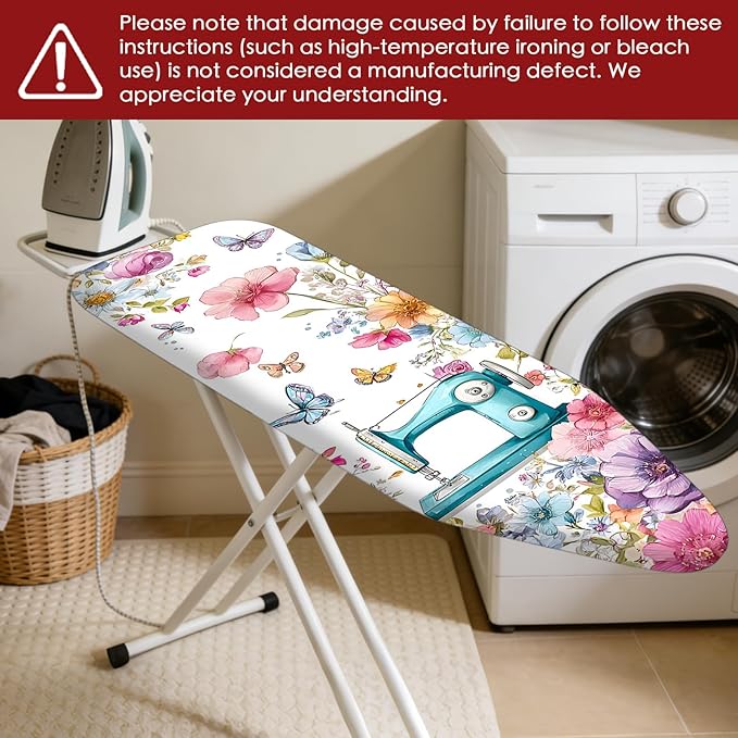 Nuxovilar Ironing Board Cover Needle Cotton 15x54 Inches | Ironing Board Cover and Pad Floral Design Needle Cotton for Living Room, Laundry Area, Guest Room