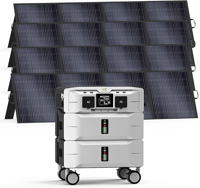 IEE SP5000 Power Station 5120Wh with 4x200W Portable Panel, 120/240V 5000W AC Output(9000W Peak), Portable Generator for Home Backup Outdoors Camping RV Emergency