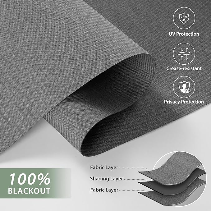 ZSHINE Motorized Blackout Window Blinds Customize Width Remote Control Wireless and Rechargeable Window Roller Shades for, Home, Office, Hotel, Club, Restaurant and Cinema(82133E-1)
