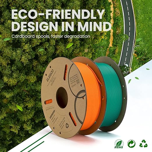 ELEGOO PLA Filament 1.75mm Black 10KG, 3D Printer Filament Bulk Dimensional Accuracy +/- 0.02mm, 10 Pack 1kg Cardboard Spool(2.2lbs) 3D Printing Filament Fits for Most FDM 3D Printers