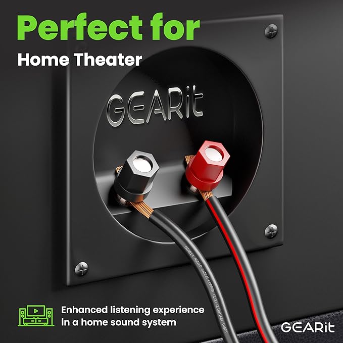 16AWG Speaker Wire, GearIT Pro Series 16 Gauge Speaker Wire Cable (200 Feet / 60.96 Meters) Great Use for Home Theater Speakers and Car Speakers, Black