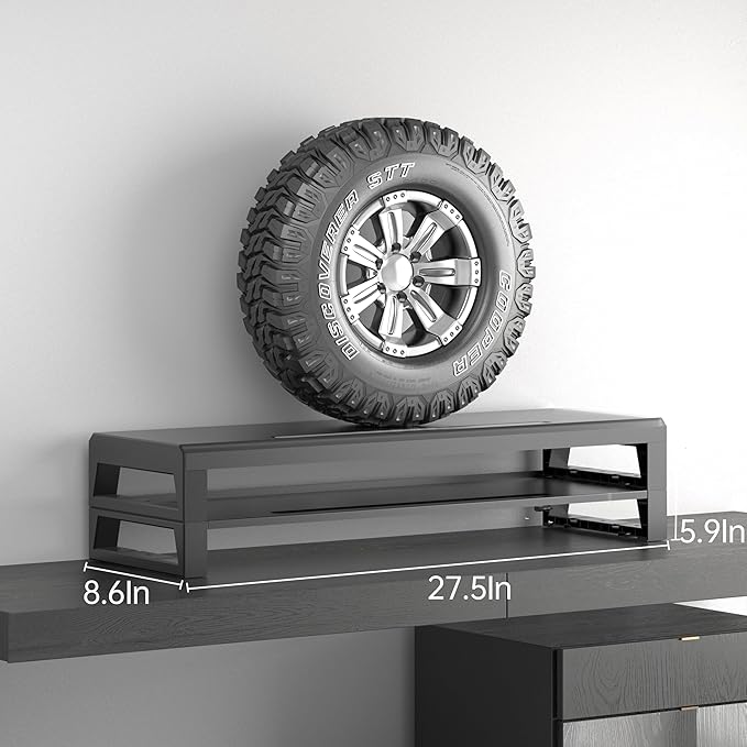 GECKOSTROLL 2-Tier Metal Computer monitor stand Laptop Desk Shelf & Monitor Riser ，27.55 inches long desk riser ,22W charging power, 2 USB 3.0 ports, and 1 USB 2.0 port Monitors/PC/Laptop/Computer Space Saver Organizer(USB Hub Fast Charging Version, Tw...