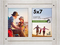 Americanflat Hinged 5x7 Double Picture Frame with 2 Photo Openings and Polished Glass - Distressed Wood Collage Picture Frames for Tabletop and Wall Display - Hampton Collection - Aspen White