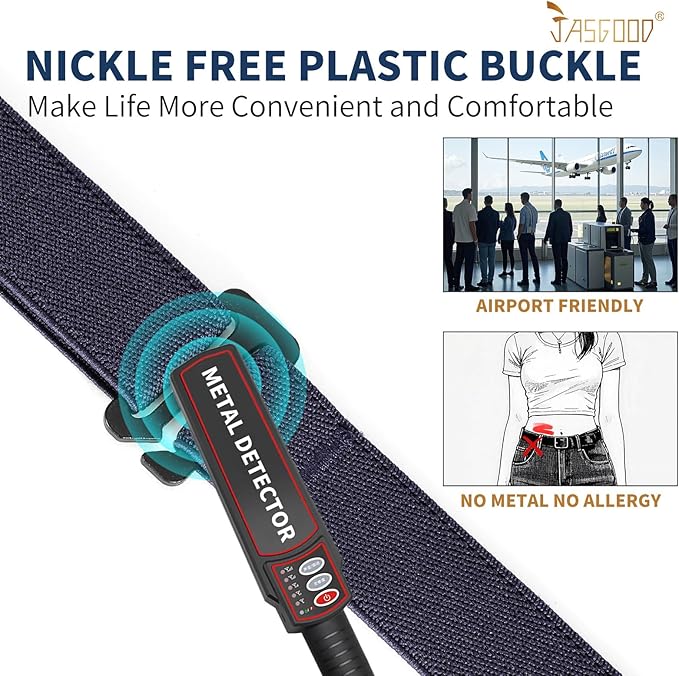 JASGOOD Women No Show Stretch Belt Elastic Web Strap Belt with Flat Buckle for Jeans Pants Dresses