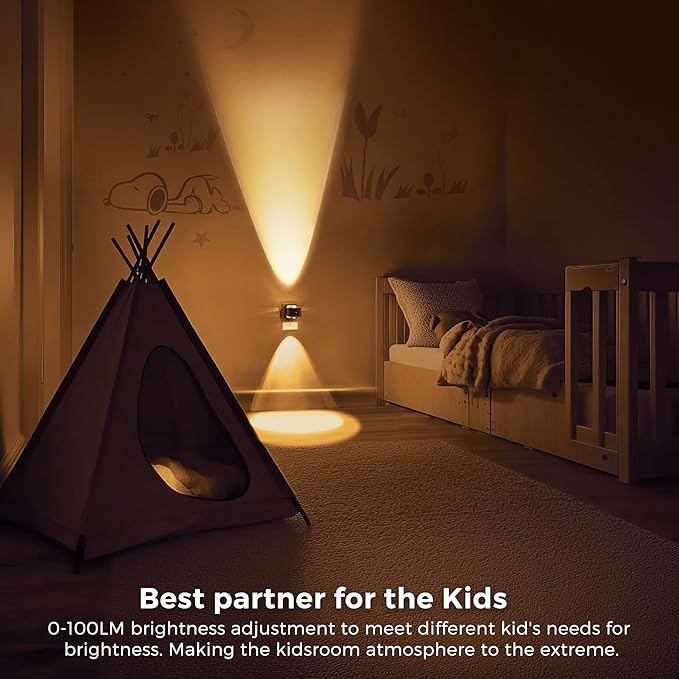 L LOHAS LED Night Light Projector, Night Lights Plug into Wall, Dusk to Dawn Sensor, 180°Rotating Nightlight for Kids, 0-150LM Dimmable Soft White Ambient Lighting for Bathroom, Decor, Gifts, 2 Pack