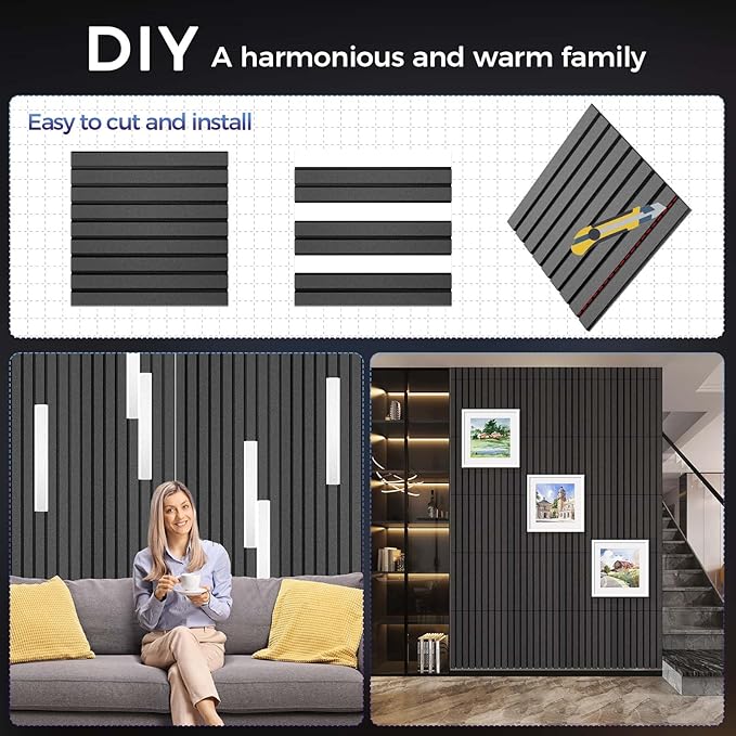 BSHEAD 12 Pack Large Soundproof Wall Panels, 15.7 x 15.7 x 0.47 in Sound Proof Foam Panels for Walls, 1.2lb/ft³ High Density, Thicker 0.47in, Acoustic Panels, Sound Dampening Panels Black