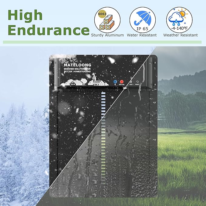 Programmable Automatic Coop Door with App Setup, Solar & Battery Compatible, Motion Sensor Safety Stop, Durable Waterproof Aluminum Door for Poultry, Predator-Resistant - MATELOONG