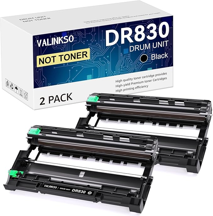 Valinkso DR830 Drum Unit 2 Pack Compatible for Brother DR830 Drum DR 830 TN-830 TN830 Drum Unit use with HL-L2460DW DCP-L2640DW HL-L2480DW HL-L2400D HL-L2405W MFC-L2820DW MFC-L2807DW(Not Toner)