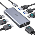 USB C to Dual HDMI Adapter,USB C Docking Station Dual Monitor Hub for Dell/HP/Lenovo Laptop,iPhone 15,USB C Hub Dongle Multi Monitors Adapter with 2 HDMI Ports+Displayport DP Port+VGA+3 USB